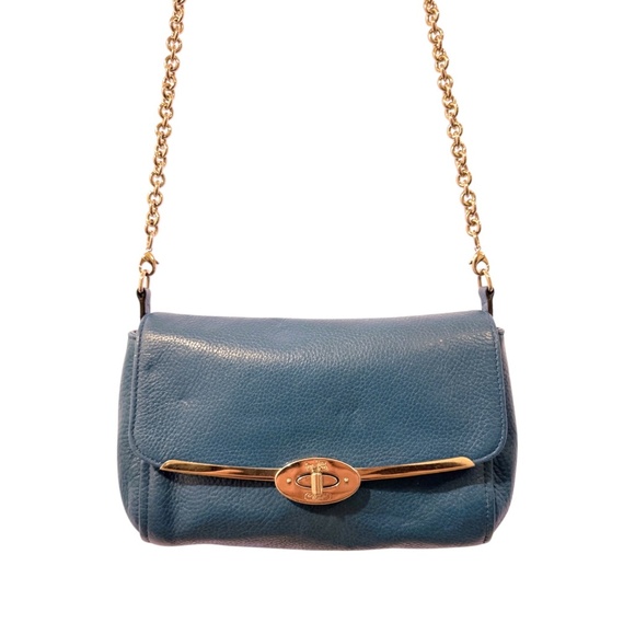 Coach Handbags - Coach Turnlock Chain Strap Shoulder Bag | Teal Pebbled Leather Crossbody Clutch